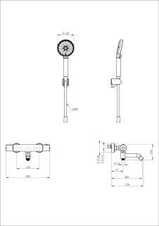 Смеситель для ванны с душем Wonzon & Woghand WW-B3029-A1-BGG с термостатом тёмный графит